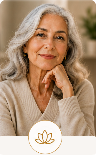 Mujer adulta representando belleza natural y envejecimiento saludable